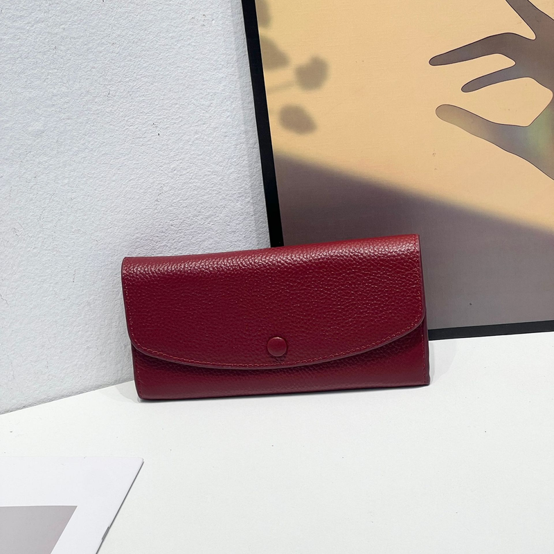 Echtes Vollrindleder Handgeldbörse, Reißverschlusstasche, langes Damenleder_voghion.com