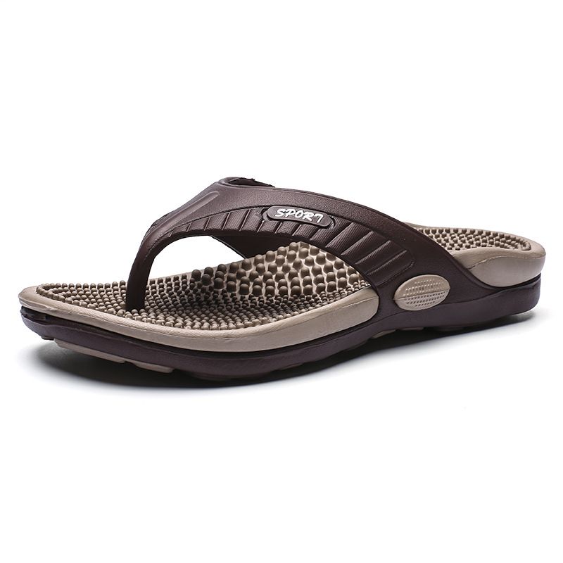 Extra große 46 Atmungsaktive Strandschuhe Massagesohle Fischgrätenmuster Herren One Line Hausschuhe Sandalen_voghion.com
