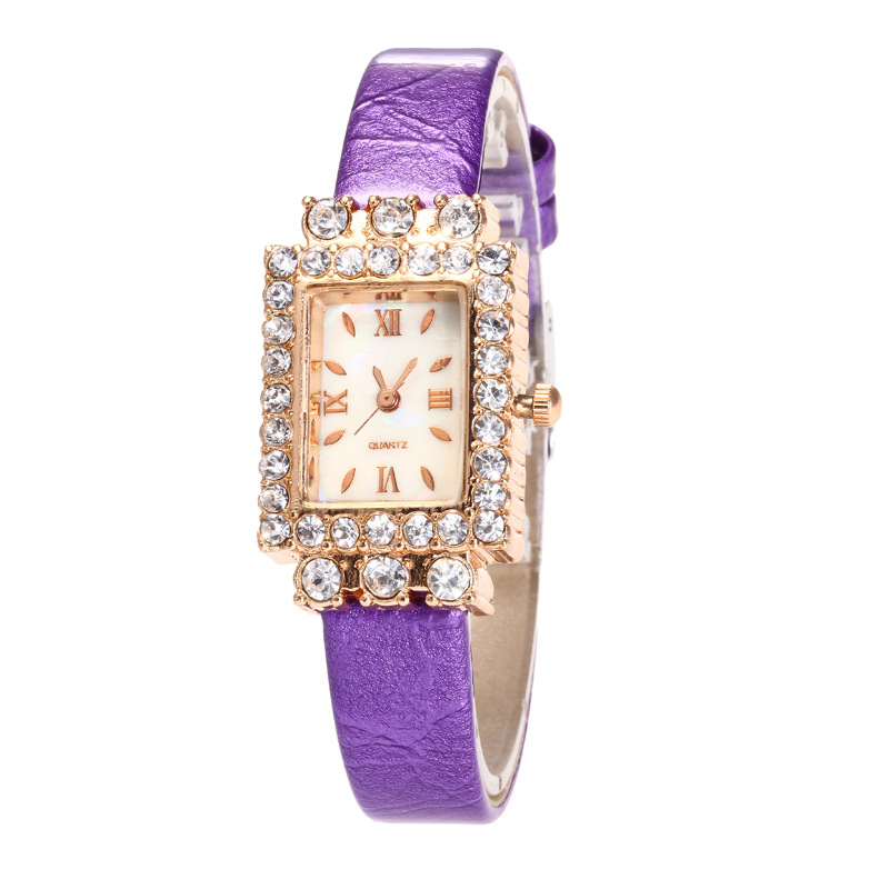 2024  Small delicate square diamond studded women's belt watch, fashionable and casual student quartz watch_voghion.com