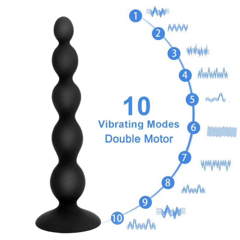 Analspielzeug IKOKY Analkugeln Butt Plug Vibrator Prostatamassage 10 Geschwindigkeiten Dual Motor Fernbedienung Anus Stimulation_voghion.com