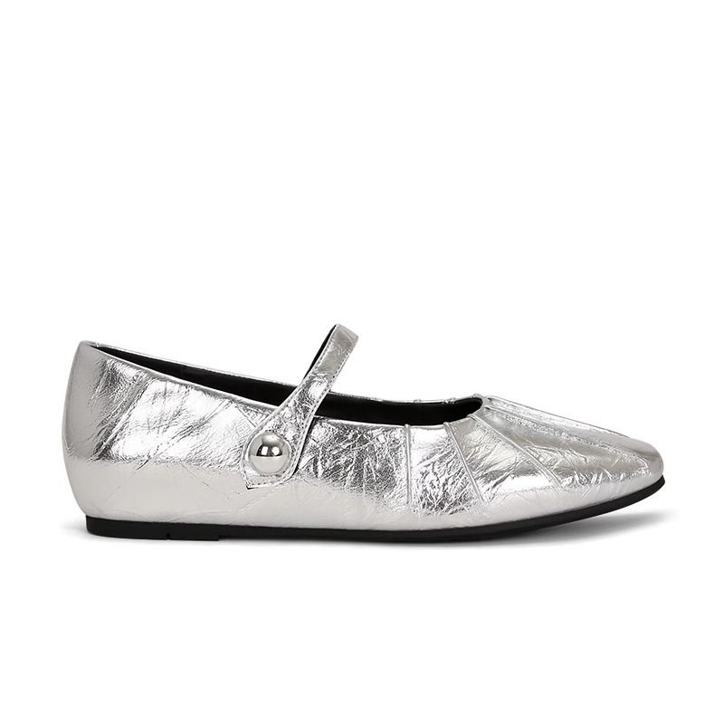 Schapenvachtversie ~ Su Yinyin Zelfde stijl Verborgen hak Franse gesp Geplooide gesloten teen Echte leren halve pantoffels voor_voghion.com