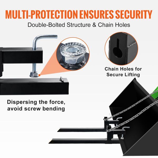 Pallet Forks, 2000 Lbs Capacity Clamp On Pallet Forks, 43' Tractor Bucket Forks, Heavy Duty Front Loader Attachment For Tractor, Skid Steer, Loader_voghion.com