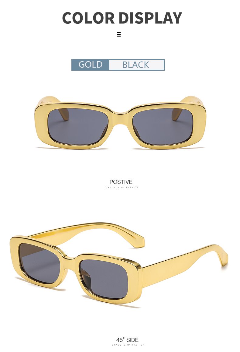 Occhiali da sole vintage di lusso, piccoli rettangoli, riflettenti, placcatura in oro, tonalità per occhiali da sole quadrati dorati da donna_voghion.com