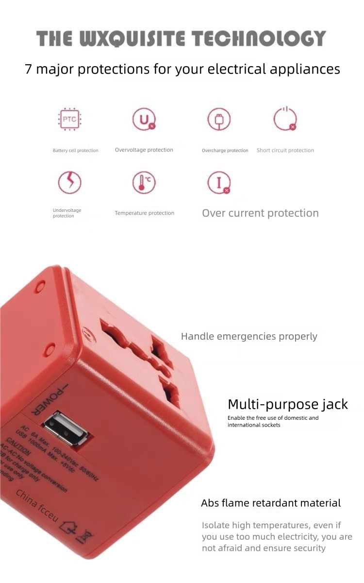 Travel Adapter For Overseas Trips, Multi-Functional US-EU-DE-UK Standard Converter, Universal Charger, Fast Charging_voghion.com