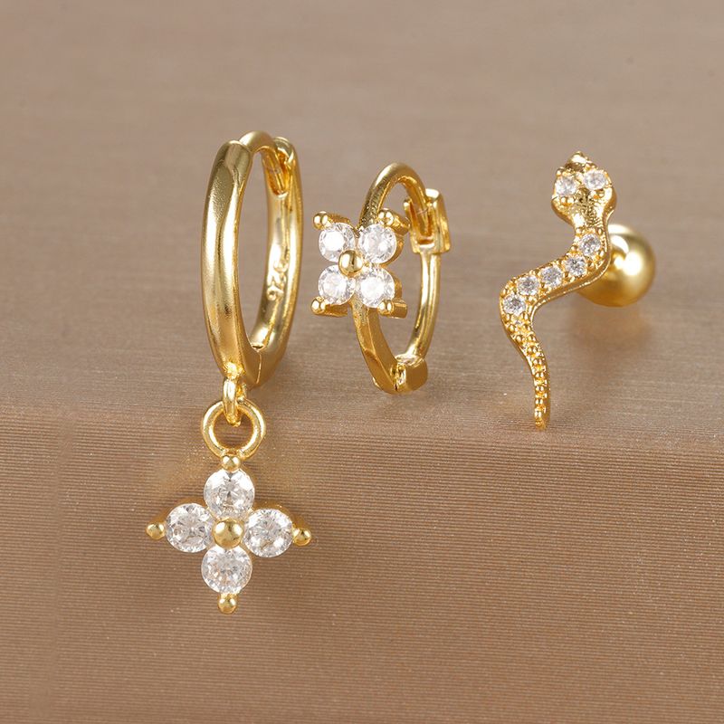 Gioielli e accessori orecchini geometrici alla moda, set di orecchini floreali con micro zirconi intarsiati, orecchini da donna leggeri e di lusso personalizzati in tre pezzi_voghion.com