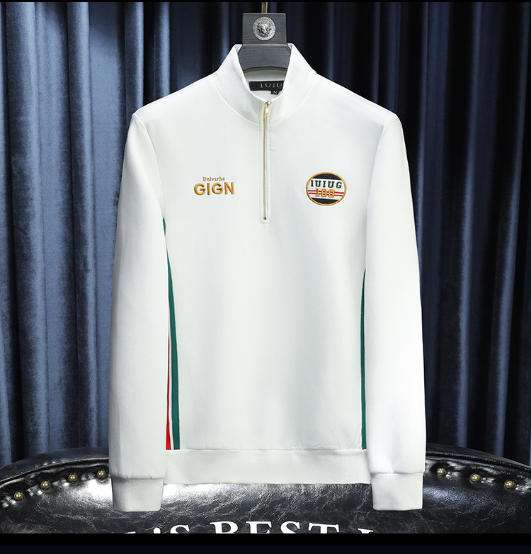 Abbigliamento maschile Moda High End Stand Up Collar Mezza cerniera Primavera e autunno Nuovo uomo Felpa Stile Designer_voghion.com
