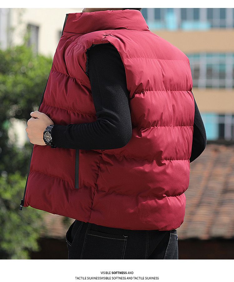 Cross Border Large Size Casual Men's Vest Men's Loose Autumn And Winter Vest Warm Down Cotton Warm Jacket Cotton Clothing_voghion.com