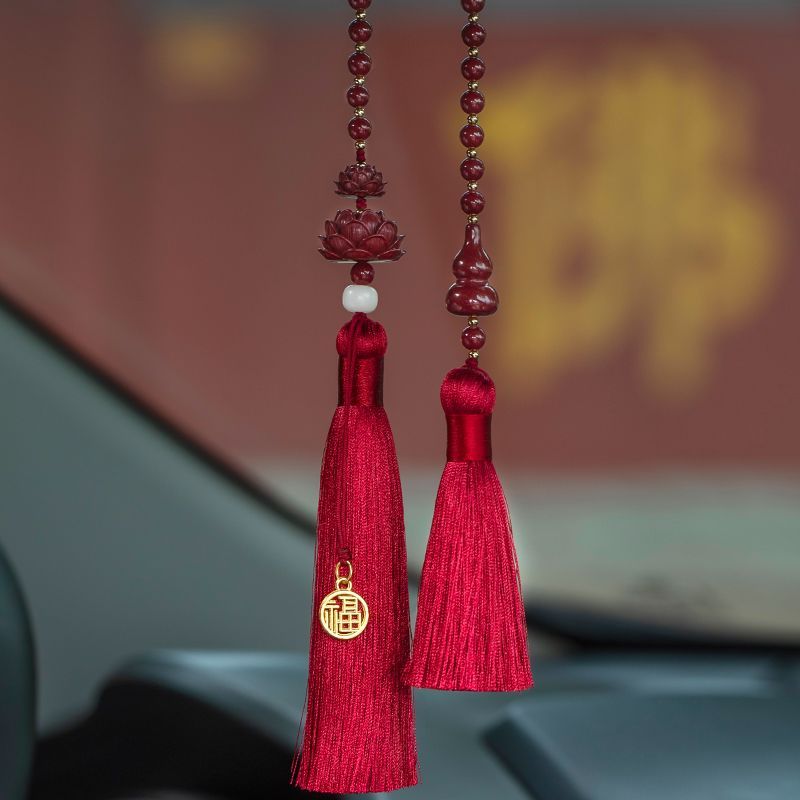 Hochwertiger Lotus Peace Zinnober-Anhänger, neues Modell, für Damen und Herren, zur Befestigung am Auto-Rückspiegel, als Geschenkidee_voghion.com