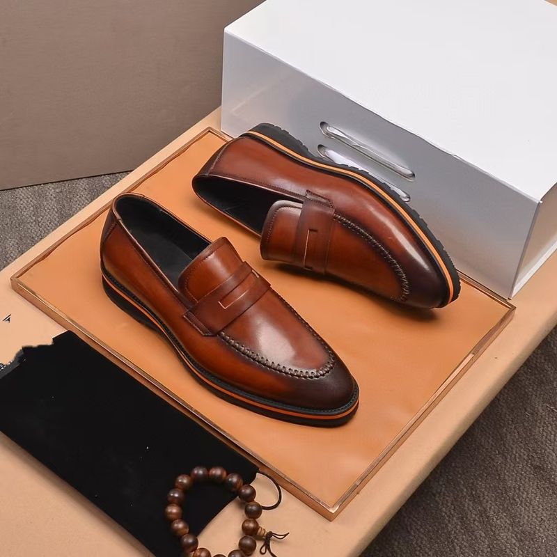 2025B New Men's Business Casual One Foot Leather Loafers, Shoe Covers, Lazy Shoes, Ut_voghion.com