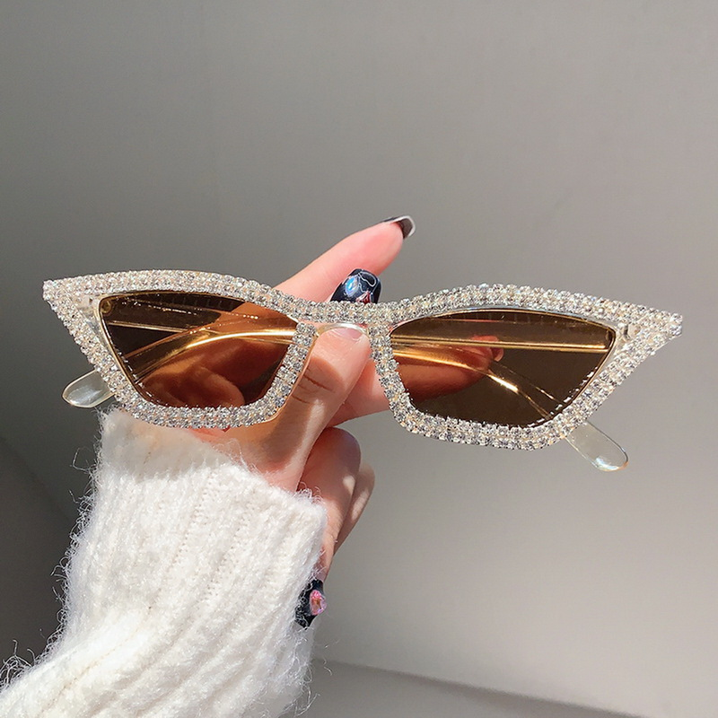 Retro Disco Full Rhinestones Cat Eye Sunglasses Vintage Triangle Frame Fashion Personality Party Sunglasses Sun Shade_voghion.com