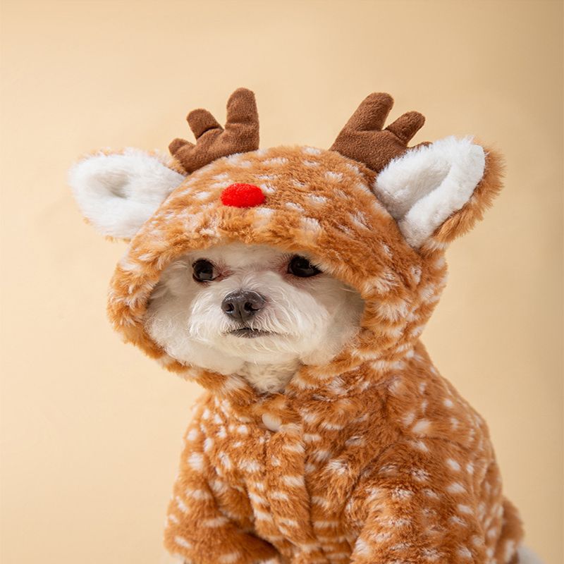 Autumn Winter Pet Supplies Cat Christmas Clothes Reindeer Fleece Medium Dog Bichon French Bulldog Corgi Costume_voghion.com