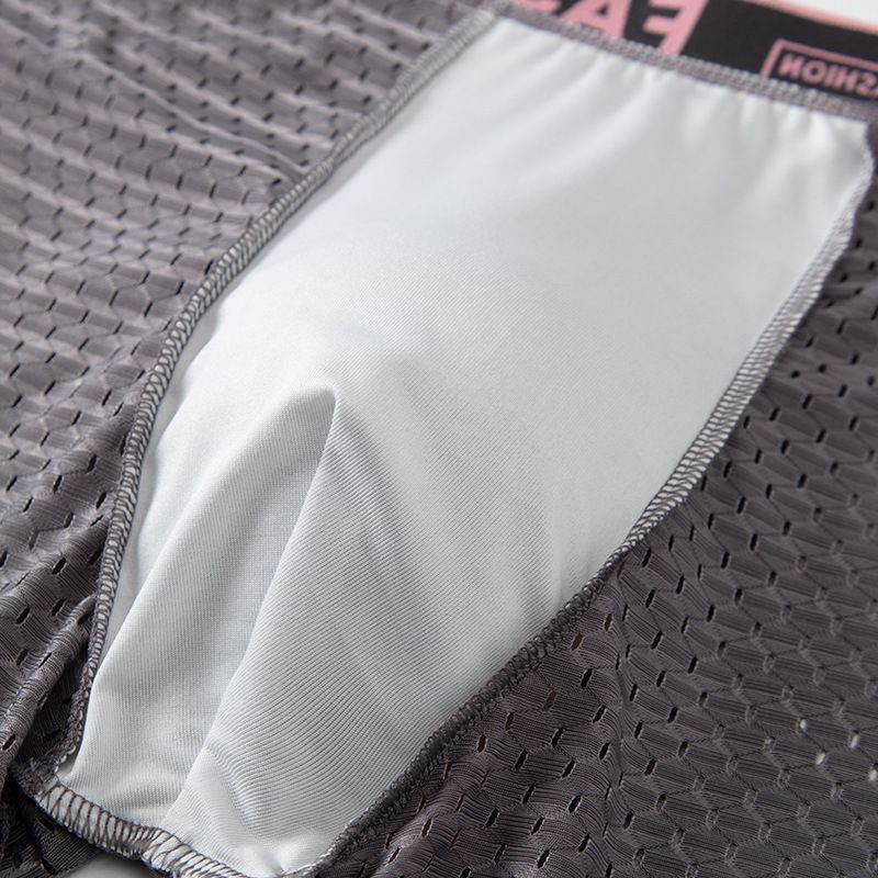Overseas Platform Men's Ice Silk Long Boxer Briefs Breathable Mesh Four-Corner Underwear Youth Shorts_voghion.com