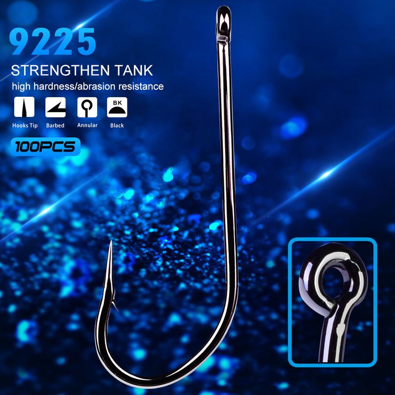 PRO BEROS Brand Fishing Gear Long Handle Hook Gun Black Belt Loop Barbed Fish Hooks 100 Pieces/Pack 9225_voghion.com