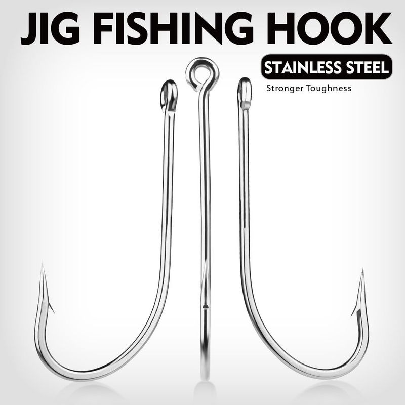 Stainless Steel Lure Soft Sea Fishing Seahorse Tube Long Handle With Ring Live Bait Single Hook 20pcs/box_voghion.com