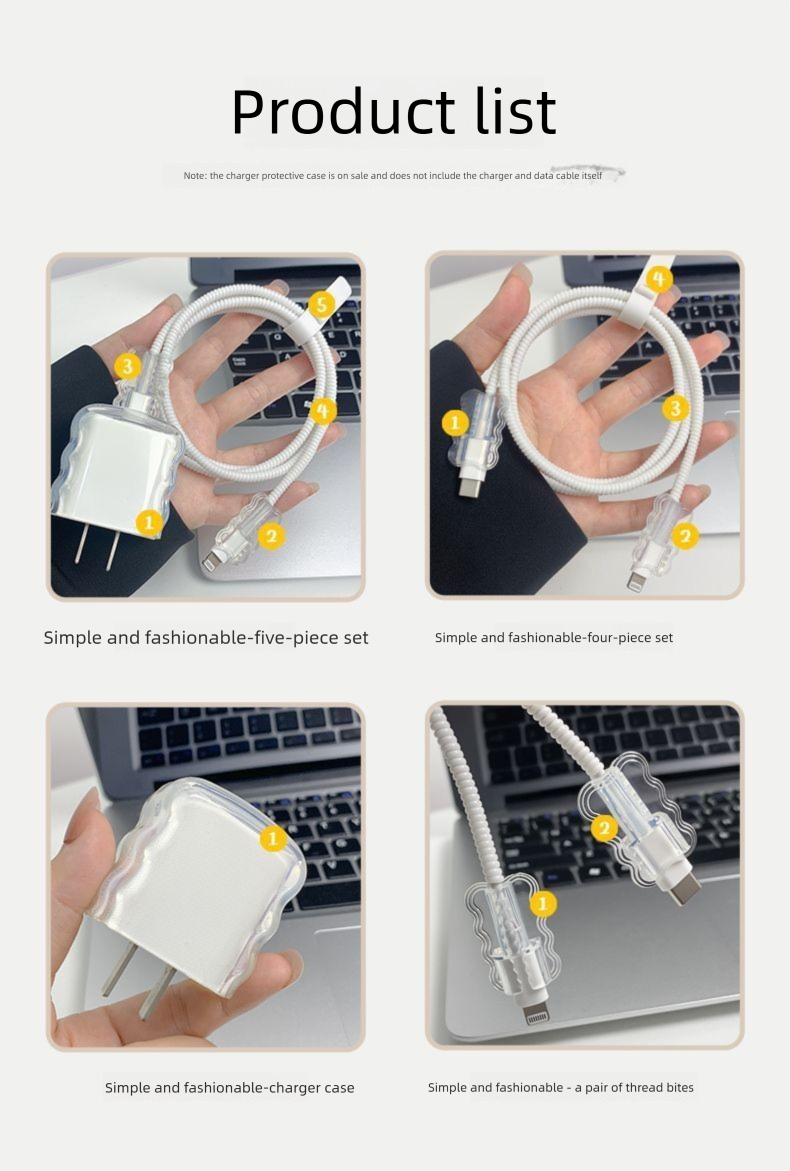 Compatible With 15ins Charger Protective Case 20W Wrap Anti-Breakage Three-Layer Wave Stacking Transparent_voghion.com