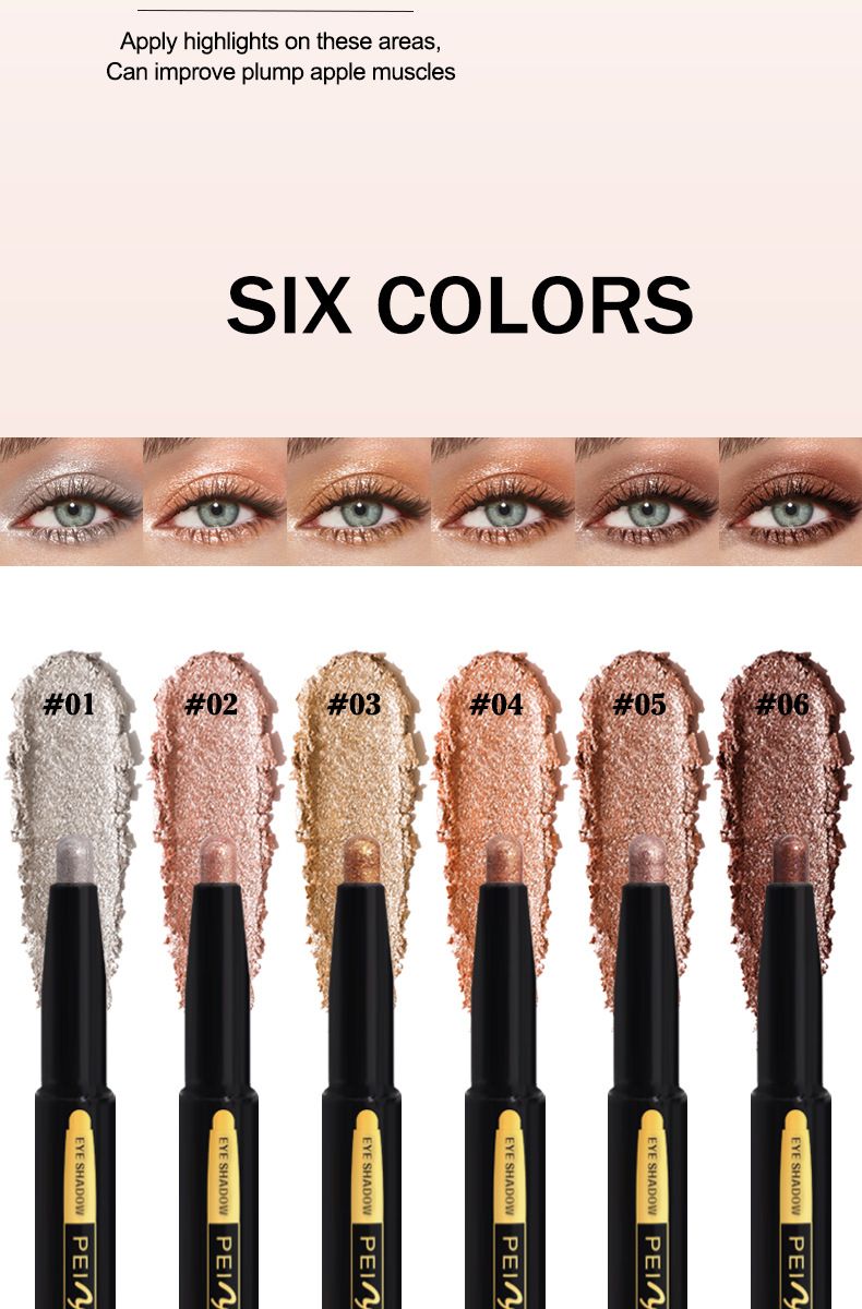 Sombra de ojos Pennifen, juego de sombras de ojos en forma de lápiz, sombra de ojos perlada de metal, maquillaje de ojos perezoso, resaltador, lápiz de seda para ojos, maquillaje de ojos con bordes cruzados._voghion.com