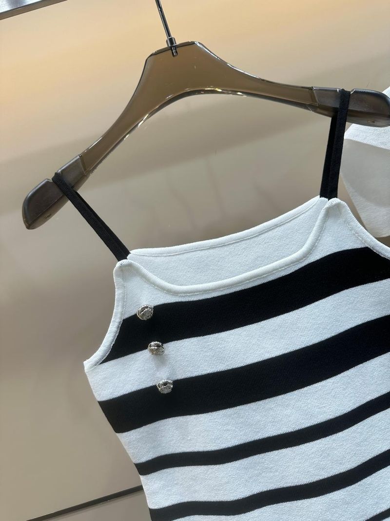25th Summer New Bajia - Set due pezzi versatile e ampio, lavorato a maglia a righe, senza maniche, con canotta e scialle_voghion.com