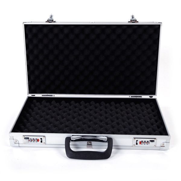 45*25*7.5cm Aluminum New Framed Locking Gun Pistol HandGun Lock Box Hard Storage Carry Case Silver_voghion.com