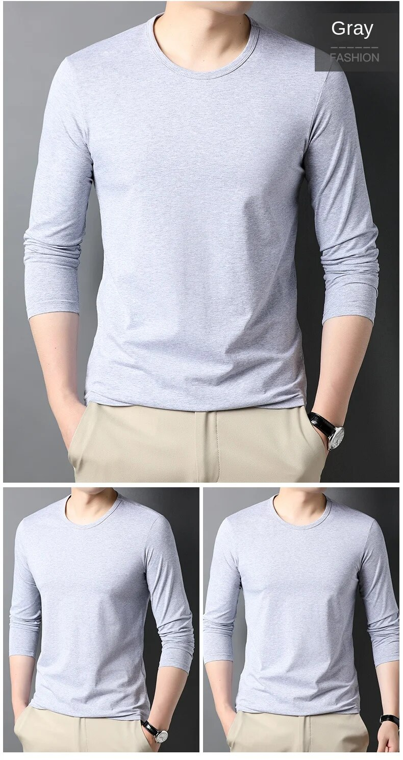 Vrhunska 95% bombažna nova modna znamka majica s kratkimi rokavi za moške, enobarvna klasična majica z dolgimi rokavi, priložnostna moška_voghion.com