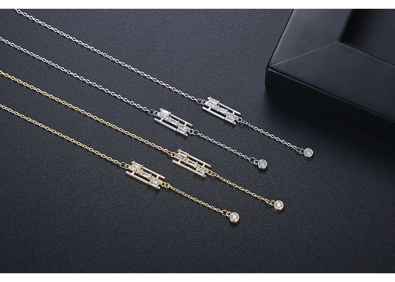 Eleganti orecchini pendenti con nappe e pietre di zircone, design geometrico, graziosi orecchini a catena lunga per donna, orecchini lunghi semplici e alla moda_voghion.com