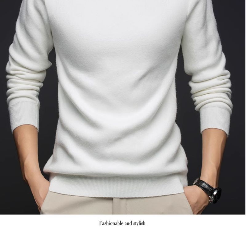 "Maglione in pile a collo alto da uomo – Pullover invernale spesso, strato di base morbido e caldo in colori tinta unita alla moda"_voghion.com