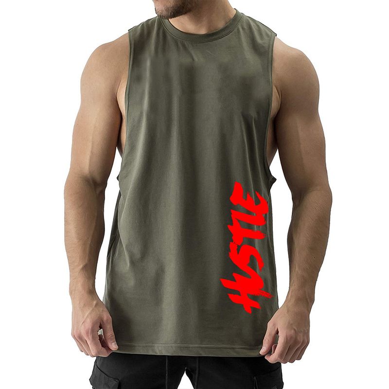 Gilet en coton imprimé HUSTt, confortable et tendance, idéal pour l'entraînement sportif et décontracté, style Muscle Brothers, 2019_voghion.com