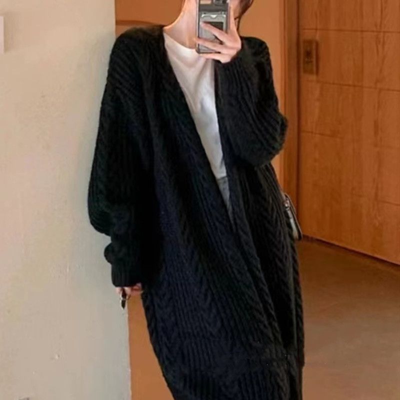 Cozy Oversized Long Cardigan Sweater For Women - Vintage Cable Knit Open Front Wrap - Warm Winter Fall Loungewear_voghion.com