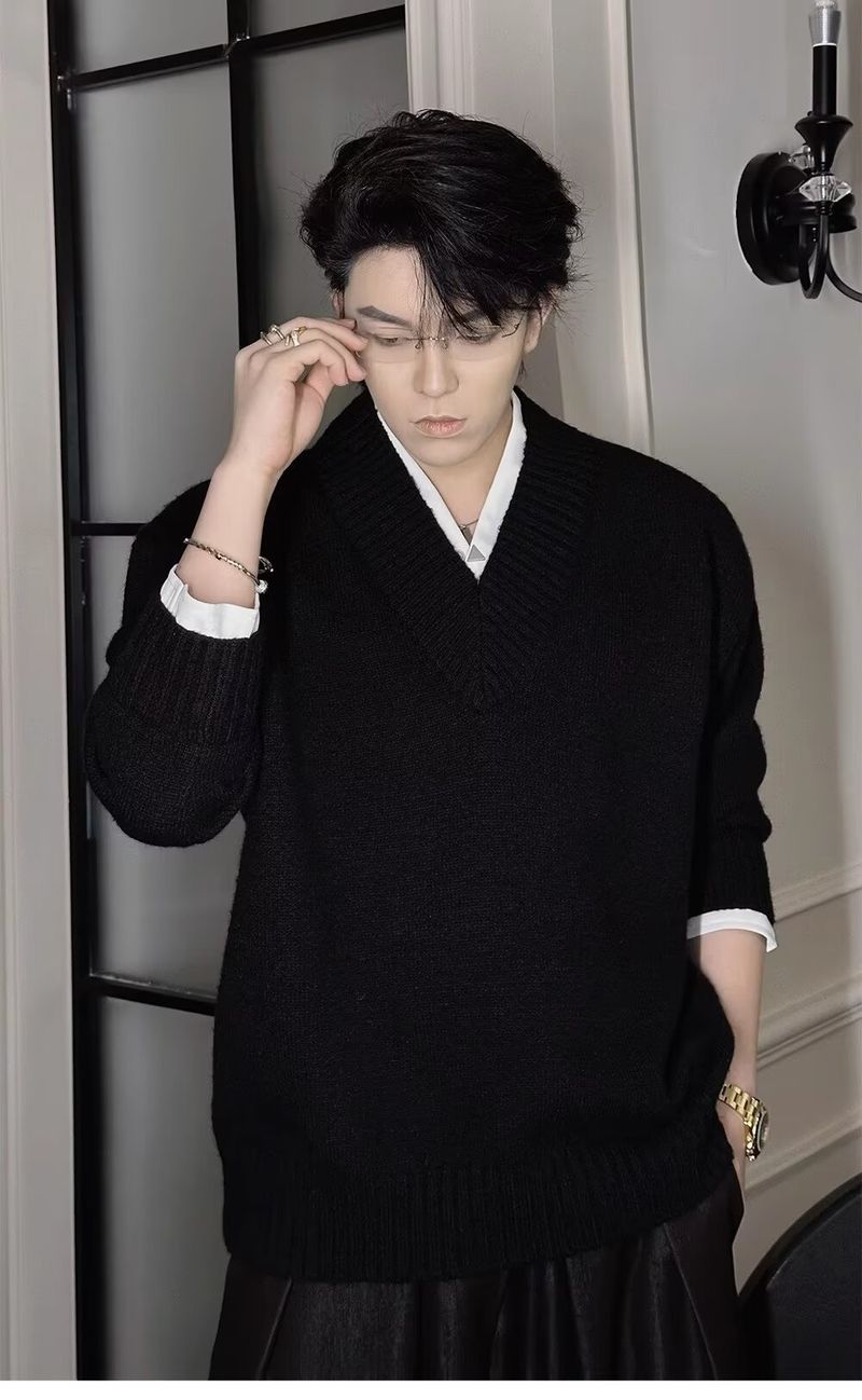Maglione girocollo lavorato a maglia da uomo, marchio alla moda, fresco, autunno e inverno, nuova maglietta di base, temperamento maschile, vestibilità aderente, top_voghion.com