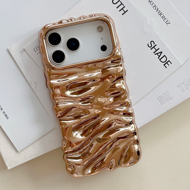Coque de téléphone de luxe à texture 3D effet glace à bulles, plaquée or, pour iPhone 17 Air, 16, 15, 14, 13 Pro Max Plus_voghion.com