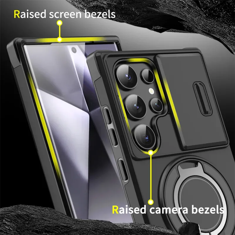 Slide Camera Protection Magnetic Stand Phone Case for Samsung S24 S23 Plus S21 S22 Ultra S20 FE A54 A23 A15 A14 Defender Cover_voghion.com