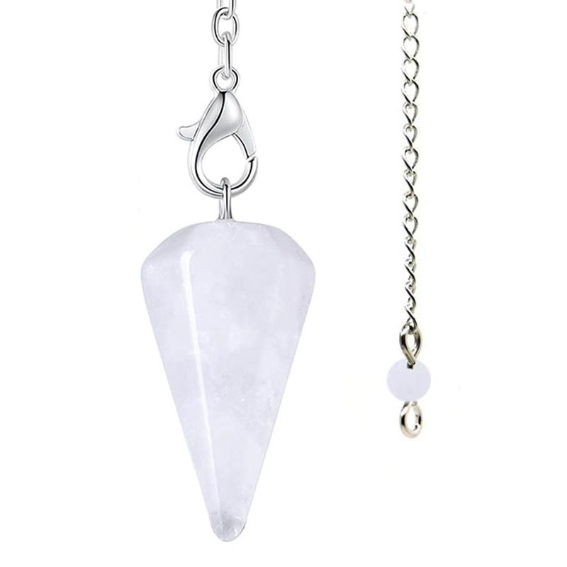 Large Natural Hexagonal Crystal Pendant Necklace - 50mm Tall Faceted Gemstone Cone, 18-20 Inch Healing Energy Jewelry With Sterling Silver Bail_voghion.com