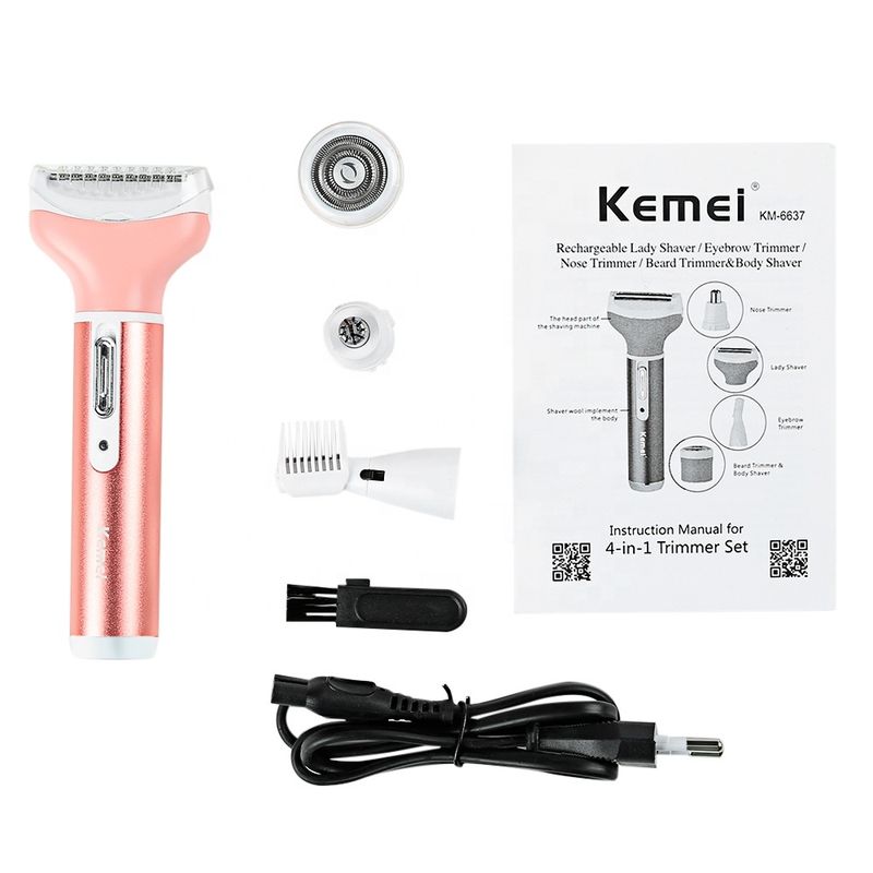 Kemei KM-6637 3 em 1 Melhor aparador de barba, nariz e sobrancelhas, aparador de pelos faciais_voghion.com