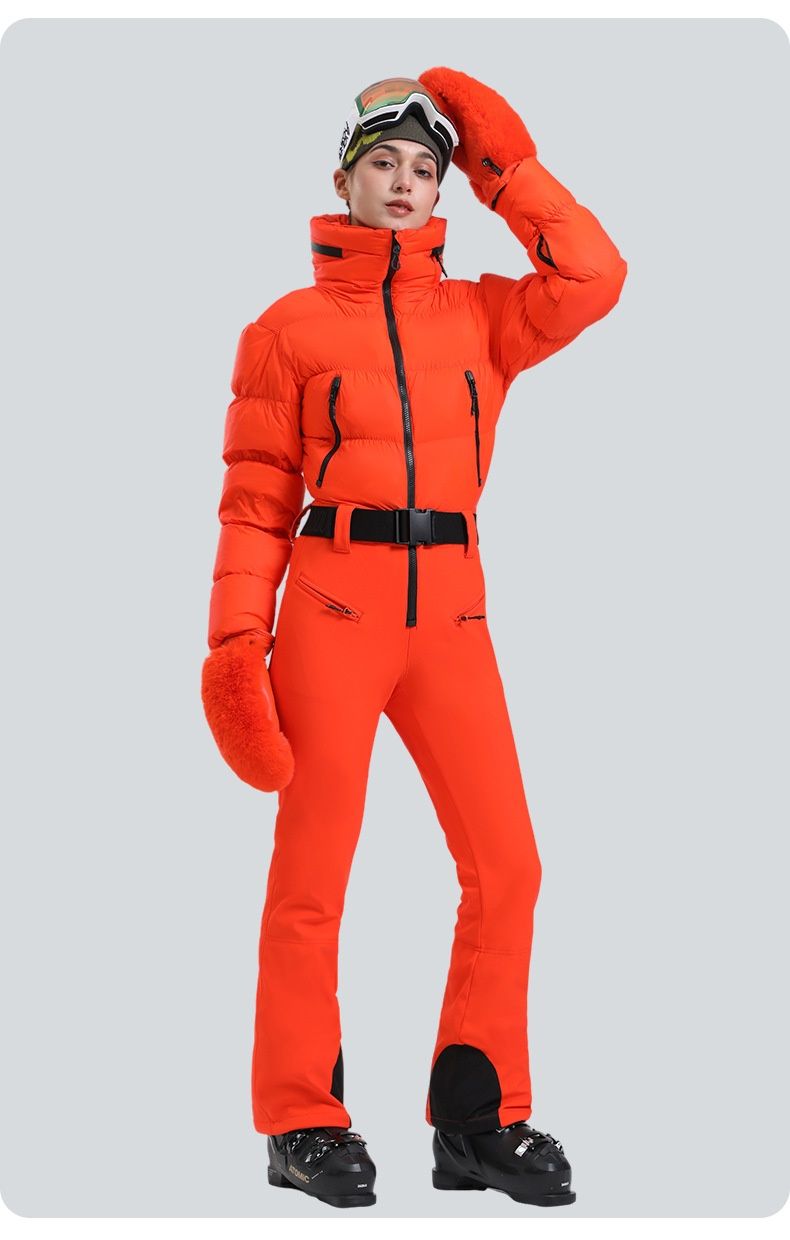 001 Winter New Set Daunengepolsterter, dicker, warmer, winddichter, wasserdichter Doppelsteg-Skianzug für Damen bei extremer Kälte_voghion.com