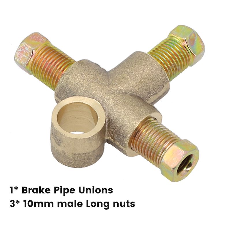 1set Motorcycle Unions 10mm 3/16" Pipe Way Brake T Piece Tee 3 Male Nuts Long Union Accessorie_voghion.com