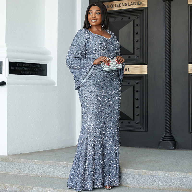 Vêtements pour femmes gros mm grande taille femmes longue section mariage banquet sac hanche sirène tempérament fête robe de soirée femme_voghion.com