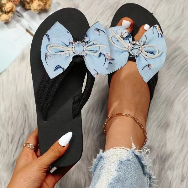 Scarpe da donna estive, sandali casual con fiocco, alla moda, antiscivolo, comode infradito, pantofole da donna, per esterni e interni_voghion.com