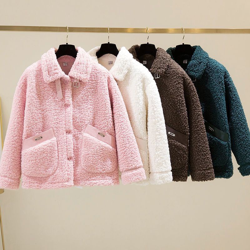 Women's Clothing autumn and winter granular fleece plus velvet thickened small size large loose warm coat _voghion.com
