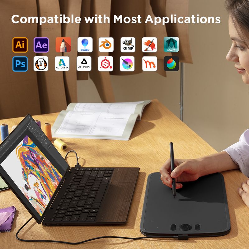 ugee M808 Zeichentablett Grafiktisch 10 Zoll Digitales Zeichenbrett Schreibblock Für Android PC Windows Für Kinder_voghion.com