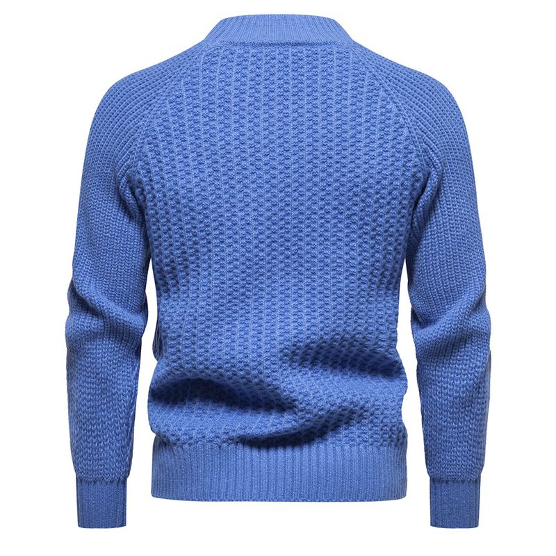 Men's pullover sweater, winter European size solid color versatile youth knitwear top_voghion.com
