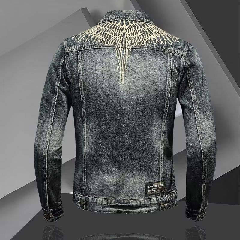 Europa, Estados Unidos, nueva chaqueta con agujeros para hombres, otoño e invierno, pantalones vaqueros ajustados para niños_voghion.com