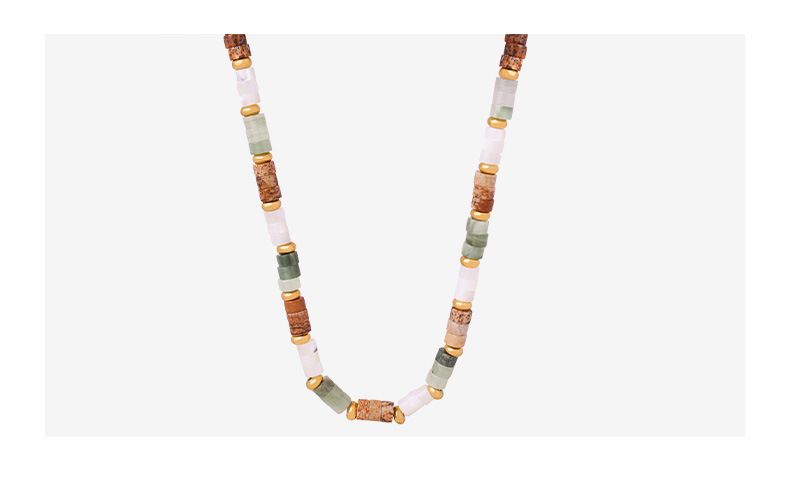 Gioielli alla moda e semplici in stile bohémien, design con perline fatte a mano in pietra naturale multicolore, acciaio al titanio_voghion.com