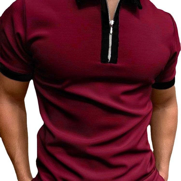 2025d OL New Style Top Spring Summer T-Shirt 2024 Zipper Shirt O Color Block P Men_voghion.com
