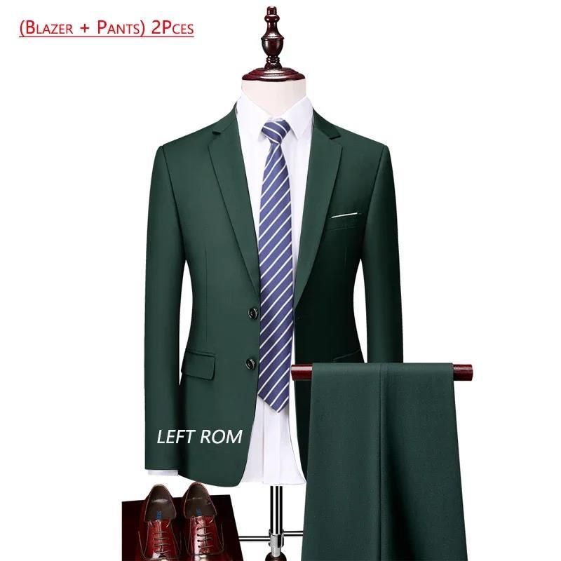 CT 2025 New Men's Solid Color Business Casual Suit Set Two-Piece Available Year-Round_voghion.com