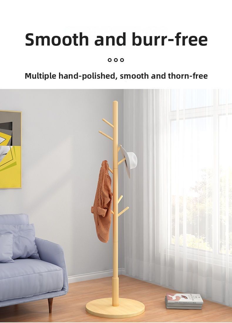 Cabide de chão de madeira maciça para quarto, vertical, casa, simples, para secar roupas, cabide para pendurar_voghion.com