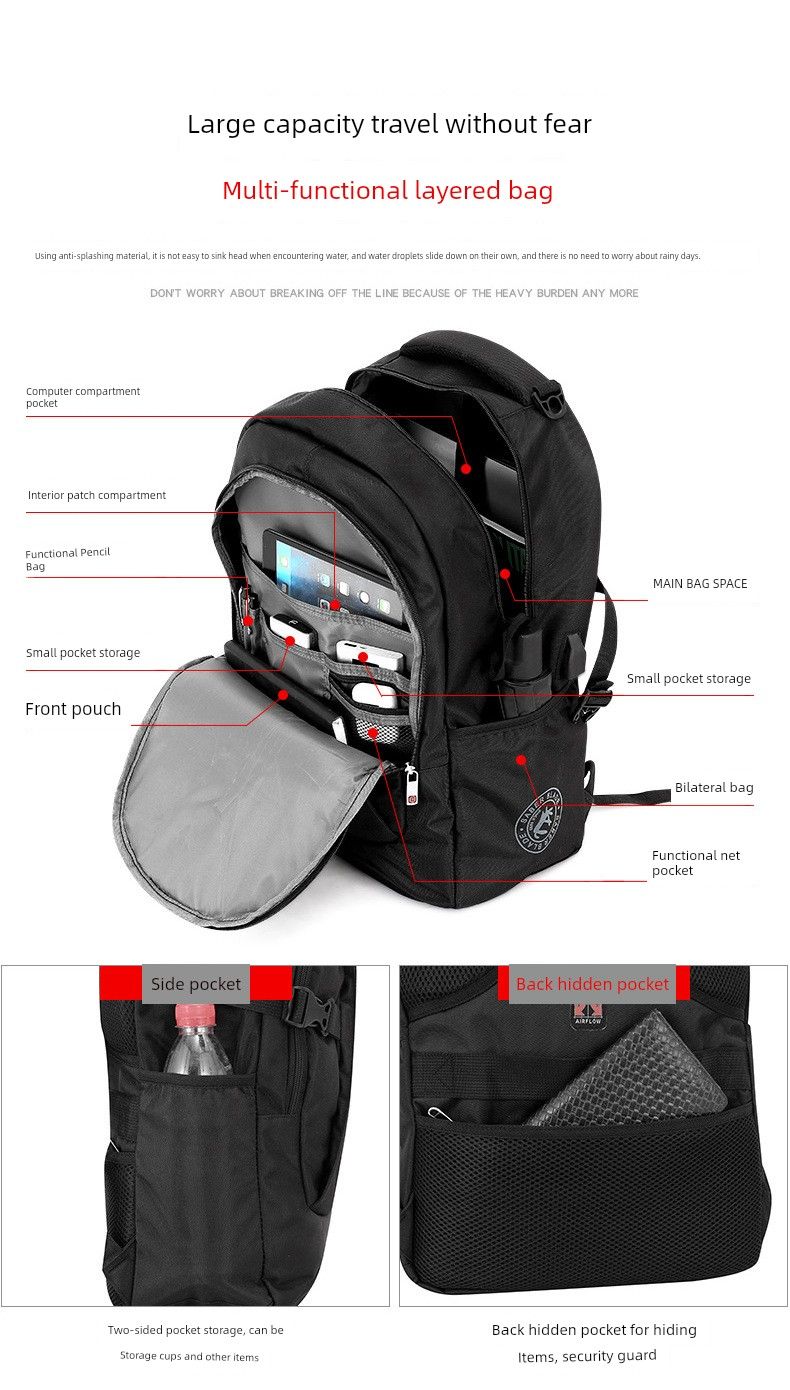 Sac à dos de voyage pour homme, vêtement de travail pour employé de bureau, sac à dos d'extérieur_voghion.com