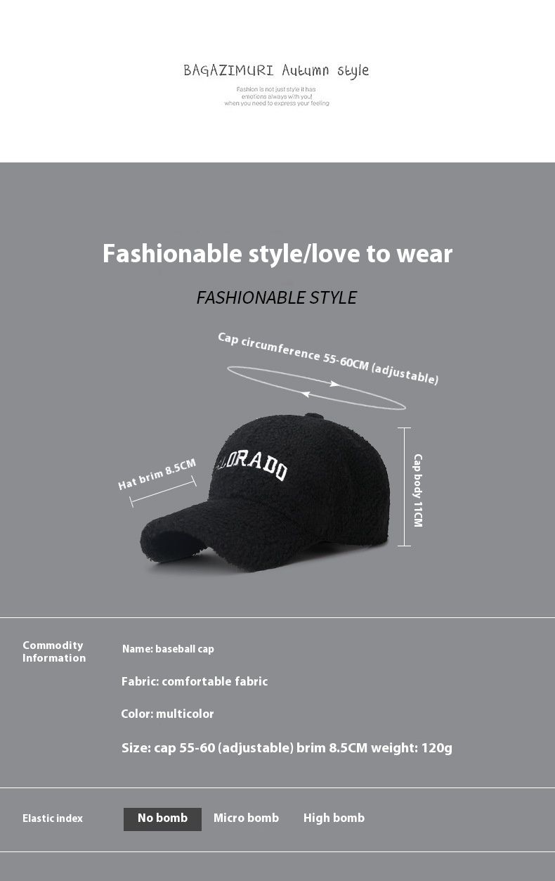 Hattar för män och kvinnor Vintervärme Nya basebollkepsar i lammull Broderade casual bokstäver Internetberömda anknäbbshattar Trendiga_voghion.com