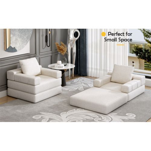 Single Sofa Chair That Converts To A Single Sofa Bed For Living Room, Guest Room, Playroom, White_voghion.com