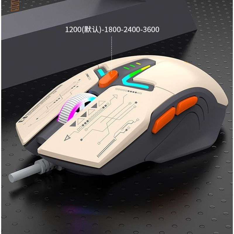 Mouse da gioco universale con illuminazione colorata e DPI regolabile, cablato e ponderato, per laptop e desktop_voghion.com