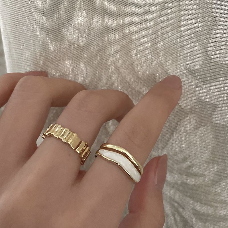 Kleine design licht luxus weiß mutter-von-perle doppel-schicht ring weibliche ins einfache index finger offenen ring ring großhandel_voghion.com