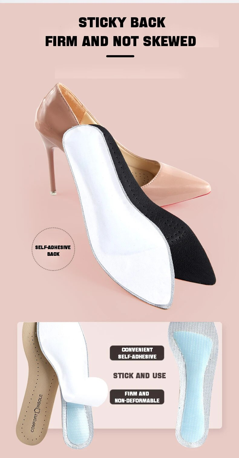 1 Paar Leder Damen Schuhe Einlegesohlen Weiche, rutschfeste Schuhpolster Komfort-Einlegesohle zur Unterstützung des Fußgewölbes zur Linderung von Plantarfasziitis an den Füßen_voghion.com